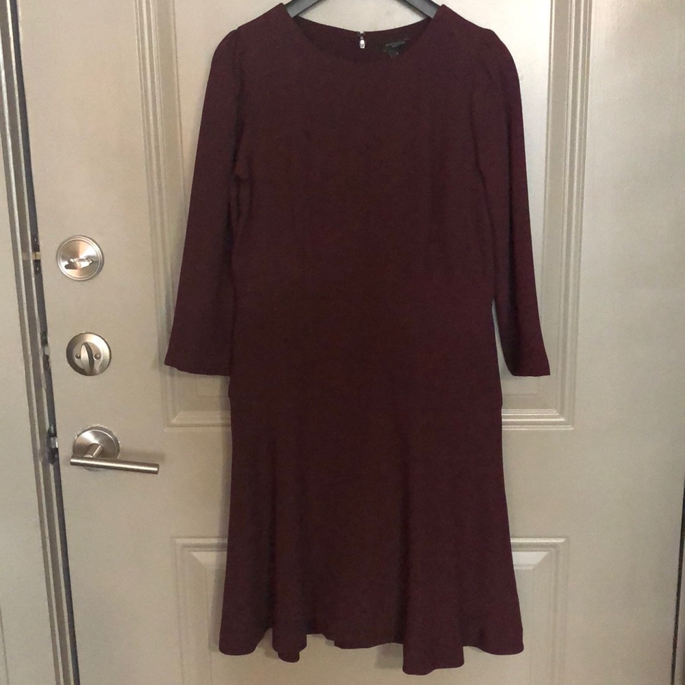 Burgundy Ann Taylor 3/4 sleeve dress - 0P